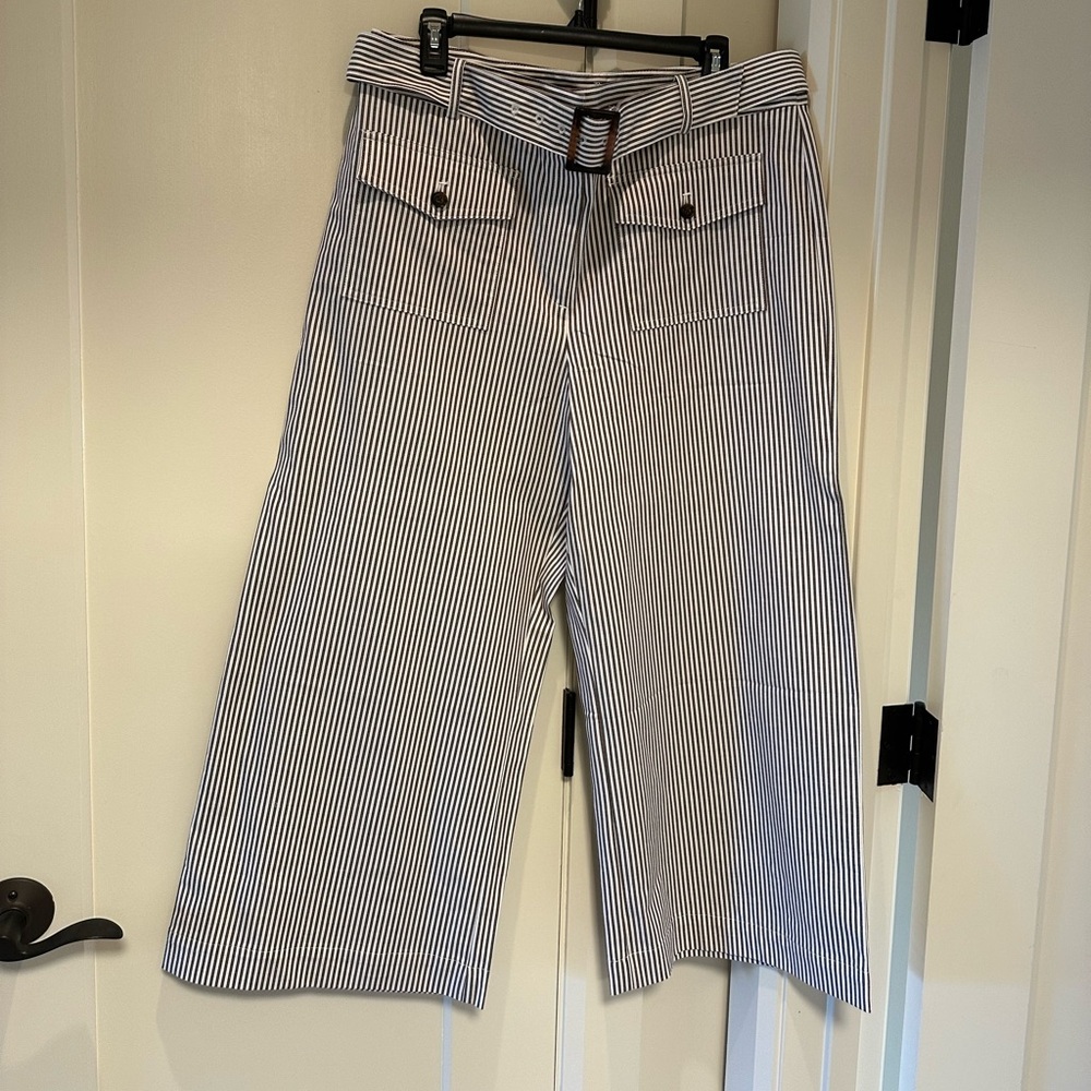 LOFT Brown and White Striped Trousers